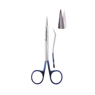 Scissor Dean Serrated Double Curve 13.5cm Titanium/Plasma Blue